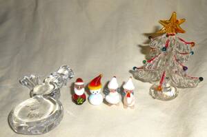 ミニチュア　ハンドメイド ガラス細工まとめて クリスマス オーナメント クリスマスツリー サンタクロース 雪だるま 天使 オレフォス1987　