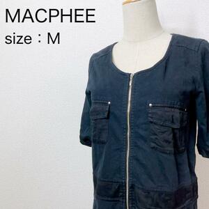 MACPHEE マカフィー フロントジップワンピース ミモレ丈 ポケット付き カジュアル レディース 大人かわいい 大人女子 ストレッチ