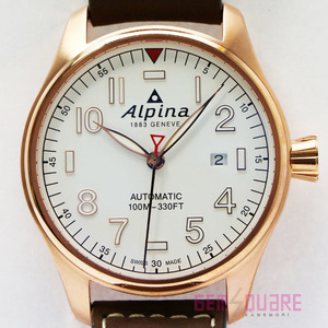 【値下げ交渉可】Alpina アルピナ スタータイマー パイロットウォッチ オートマ 腕時計 白 デイデイト 未使用品 AL-525S4S4【質屋出店】
