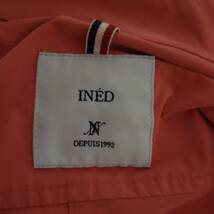 605 良品 イネド INED ジャンパー ジャケット オレンジ系 スタンドカラー 4ポケット サイズ9号 ポリエステル ナイロン 日本製 レディース_画像8