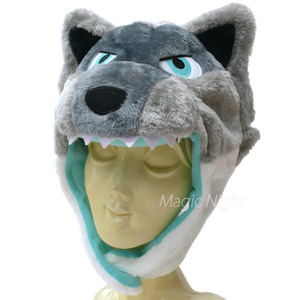  Silver Wolf cartoon-character costume cap . head gear animal hat oo kami goods 