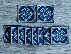  Asian miscellaneous goods India made Indigo dyeing print Coaster star 10 sheets 