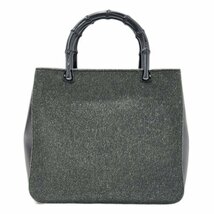 GUCCI グッチ 002・1061 バンブー ハンドバッグ ヴィンテージ グリーン レディース ミニトートバッグ 【美品】 U2310K137_画像2