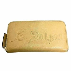 1円スタート BVLGARI ブルガリ ソティリオ 長財布 ラウンドファスナー FG F11 33856 ベージュ ブランド メンズ 【中古】 U2310K389