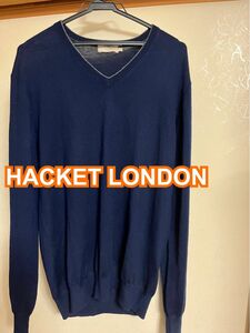 【美品】ハケットロンドン　カシミヤ混ウールＶネックニット　メンズL