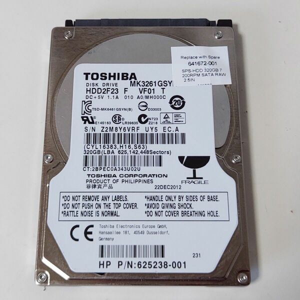 2.5 SATA HDD 320GB 東芝 TOSHIBA