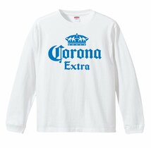 コロナビール ロングTシャツ ロンT リブ付き 白 (S/M/L/XL) ローライダー チカーノ corona_画像1