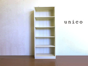 unico/ウニコ ホワイトペイントオープンシェルフ　　ブックシェルフ/リビングシェルフ/飾り棚/本棚/書棚/シャビー
