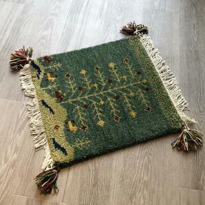 高級手結び絨毯 GABBEH ギャッベ 40×40cm ウール 玄関マット おしゃれ カーペット 絨毯 ハンドノット ギャベ ラグ 段通 キリム 40の画像1