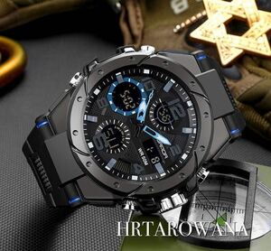 新品　メンズ腕時計 ダイバーズウォッチ ビックフェイス スポーツ腕時計 1010NC デジタル腕時計　防水腕時計　ブルー　カレンダー人気
