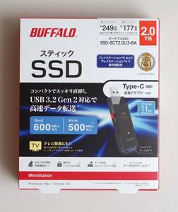 (新品)外付けSSD BUFFALO SSD-SCTU3A 1個 2TB SSD-SCT2.0U3-BA 