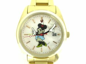  Disney Minnie Mouse wristwatch quarts white face stylish Gold color E33