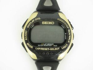 SEIKO セイコー　スーパーランナーズ　メンズ腕時計　クオーツ　S670-00A0　デジタル　お洒落な　ブラック×ゴールド　E43