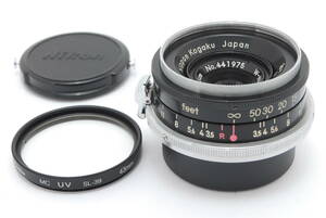 Nikon W-Nikkor 3.5cm F3.5 Sマウント ブラック 動作も写りもOKです。概ねキレイです。前後キャップ付きです。