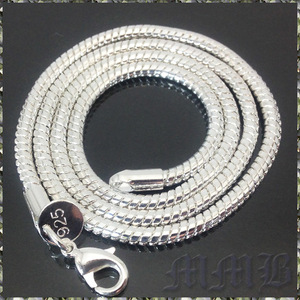 [NECKLACE] 925 Sterling Silver Plated Snake Chain シルバー スネーク チェーン ネックレス φ2.8x500mm (20g) 【送料無料】