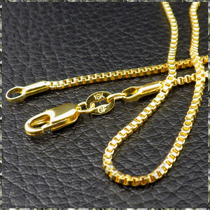 [NECKLACE] 18K Gold Filled ゴールド ボックス ベネチアン チェーン スタンダード ロング ネックレス 1.4x650mm (5g)