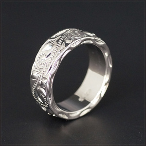 [RING] 925 Silver Plated ハイクオリティー 植物 ツタ ペイズリー 彫刻 デザイン シルバー リング 19号 【送料無料】