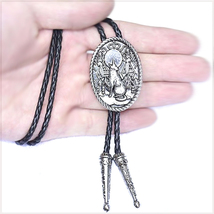 [Fashion] Cowboy Bolo Tie 月に吠える オオカミ 狼 ウルフ カーボーイ ループタイ 紐ネクタイ レザーロープタイ ボロタイ 【送料無料】_画像5