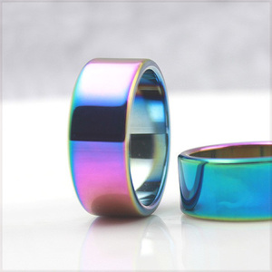 [RING] Hematite Rainbow ヒート グラデーション 焼き色 虹色 レインボー カラー ヘマタイト スムース フラット 10mm リング 15号 (6g)