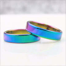 [RING] Hematite Rainbow ヒート グラデーション 焼き色 虹色 レインボー カラー ヘマタイト スムース フラット 5.5mm リング 26号 (3.5g)_画像4
