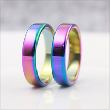 [RING] Hematite Rainbow ヒート グラデーション 焼き色 虹色 レインボー カラー ヘマタイト スムース フラット 5.5mm リング 28号 (4g)_画像2