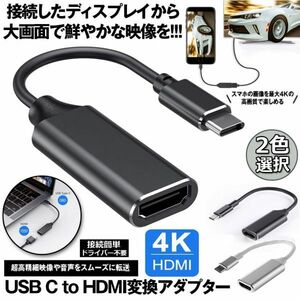 即納 USB Type C to HDMI 変換アダプタ USB-C HDMI 変換ケーブル 4Kビデオ対応 設定不要 ディスプレイ アダプタ HDMI 変換 ブラック