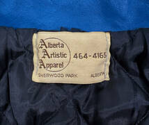 1980s Alberta Artistic Apparel Leather sleeve stadium jumper S ヴィンテージ 袖レザースタジアムジャンパー スタジャン グレー×ブルー_画像4