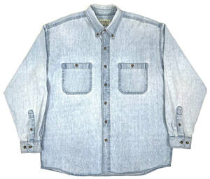 1990s Eddie Bauer L/S cotton shirts L Indigo オールドエディーバウアー コットン長袖シャツ デニム インディゴ