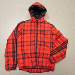 adidas Adidas lady's check design with cotton jacket L blouson with a hood . Parker jumper red *c