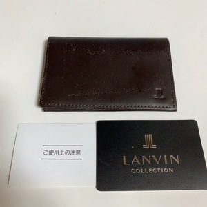 即決 送料無料 未使用 やや難有り★LANVIN ランバン カードケース 定期入れ 名刺入れ ICカード入れ ブラウン 11×7cm