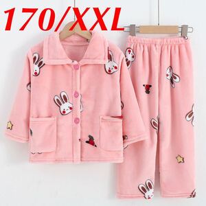 Детская зимняя пушистая зимняя пижама кролик розовый цвет 170/xxl