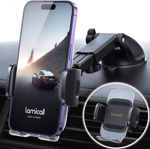 新品 革新的デザイン 2in1 車載 スマホホルダー Lamicall アクリル表面 ダッシュボード 吸盤式 エアコン 吹き出し口 スタンド