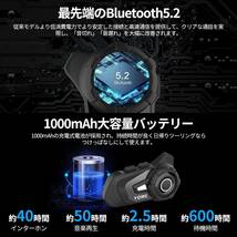 新品 バイクインカム ヘルメット用 ヘッドセット 音楽共有 FMラジオ付きインターコム 音声アシスタント ノイズキャンセリング_画像4