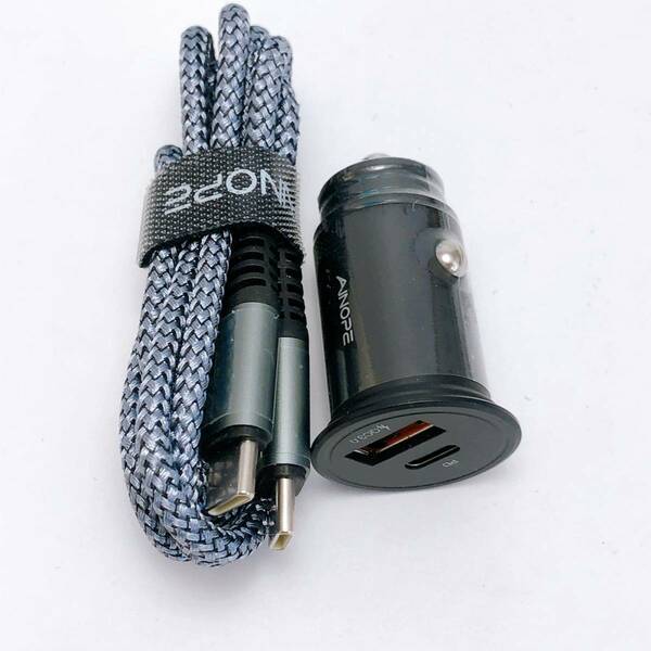 新品 AINOPE シガーソケット USB-C USB カーチャージャー 全金属製 耐久性 軽量化 12V/24V車対応 急速充電 90W