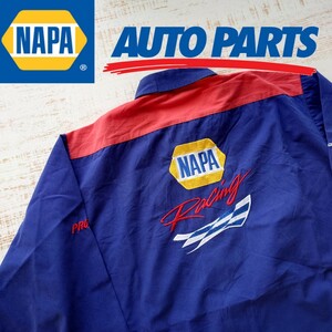 R6 ワーク シャツ NAPA 長袖 アメリカ 古着 L/T バック フロント 刺繍 前後 RACING auto parts ナパ レーシング アメ車 部品 ショップ x 2 