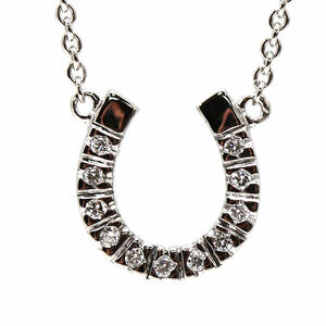 Star Jewelry スタージュエリー 馬蹄モチーフネックレス 約40cm ダイヤモンド K18WG 18金 ホワイトゴールド ホースシュー 20436