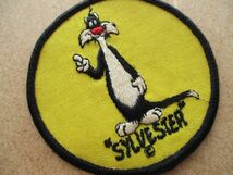 80s WARNER BROSシルベスターSylvester Catワッペン/猫ワーナーpatchesブラザース刺繍ビンテージLooney Tunesルーニー テューンズTV S95_画像4