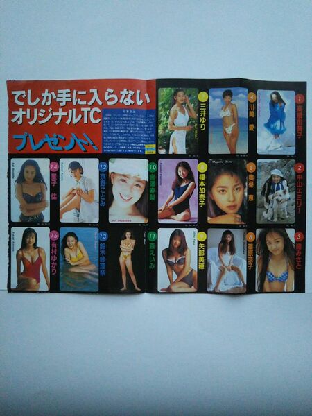 90s~ アイドル/タレント/モデル/女優/週刊少年マガジンのテレカのプレゼント応募の宣伝の切り取りポスター×1枚。