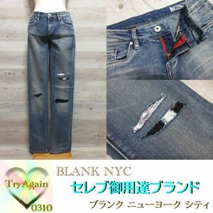 未使用★27インチ BLANKNYC (ブランクニューヨークシティ) ダメージ デニム ジーンズ パンツ ブルー レディース セレブ御用達 即決 74