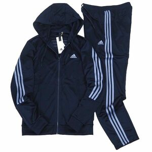 P521 新品 adidas アディダス 上下セット ジャージ フルジップ パーカー パンツ セットアップ ３ストライプス 2XL ネイビー