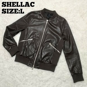  high class *SHELLAC* leather blouson dense brown L/ men's shellac leather jacket original leather seats SO-404 leather rider's jacket Single Rider's 