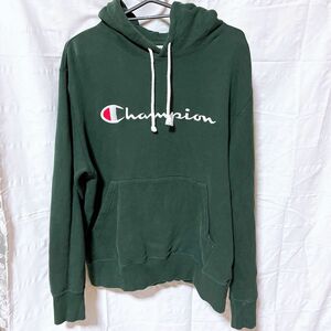 【L】レディース　チャンピオン　ダークグリーン　パーカー　美品 Champion スウェットパーカー 長袖 プルオーバーパーカー