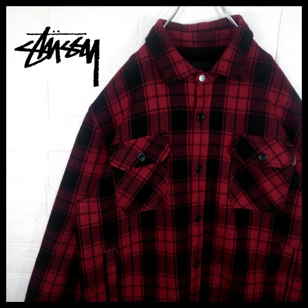 《STUSSY(ステューシー)》ボア　キルティング　ウールチェックジャケット