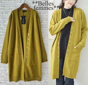 ★Belles*★送料185円★新品L～LL*ふんわり包み込む暖かさ*秋冬ニット*ボタンとセンターシーム*細見え効果ロングカーディガン*428yer*TRUBE