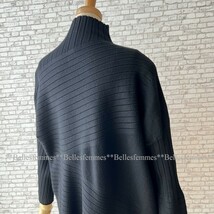 ★Belles*★送料185円★新品M～L*お洒落が決まるアシンメトリー*秋冬シンプルニット*個性的デザイン*リブハイネックニット066C黒TRUBE_画像7