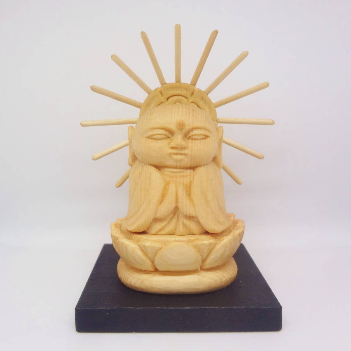 판매자의 나무 조각품, 작은 부처님 동상 Jizo Bodhisattva 원래 수제 Jizo 부처님 동상 조각, 조각품, 물체, 동양 조각, 불상