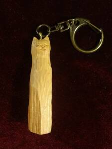  exhibitior work original tree sculpture [ cat ].. art key holder art art hand made hinoki cypress hand carving sculpture animal 