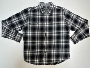 ☆US古着 Eddie Bauer エディバウアー ネルシャツ チェック柄 長袖 シャツ ブラック黒グレー【L】コットン　　　　　　　◆4073◆