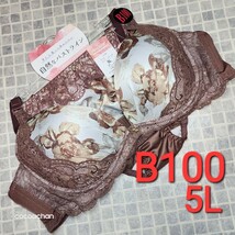 300円スタート　●AB-229　新品　B100　5L　ブラジャー＆ショーツセット　ラグジュアリー　花柄プリント　レース　女装さんにも♪_画像1