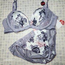 300円スタート　●AB-232　新品　B100　5L　ブラジャー＆ショーツセット　ラグジュアリー　花柄プリント　レース　女装さんにも♪_画像2